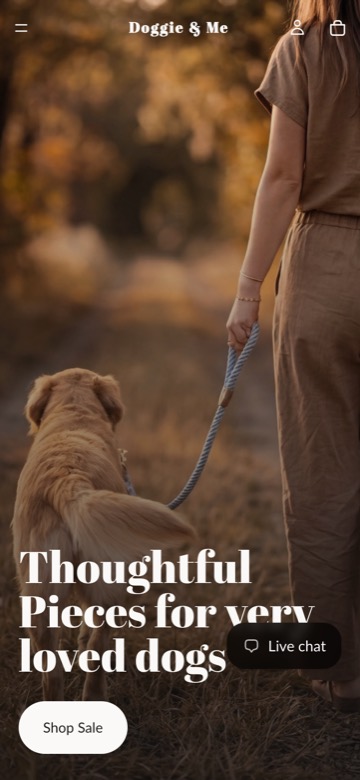 Doggie & Me mobile homepage